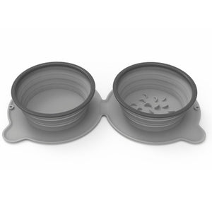 PORTABLE SILICONE DOUBLE DOG FOOD BOWLS