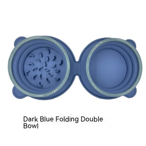 PORTABLE SILICONE DOUBLE DOG FOOD BOWLS